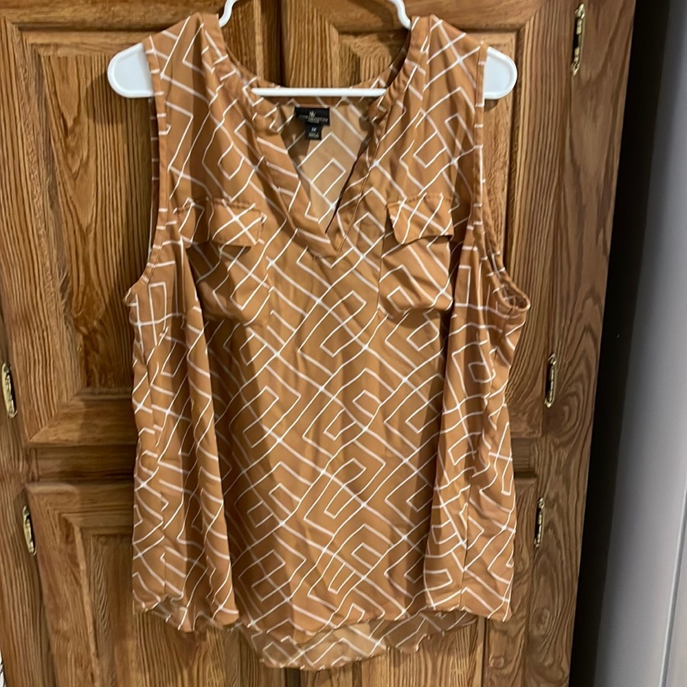 Mustard Yellow Worthington Sleeveless Blouse; Size 1X